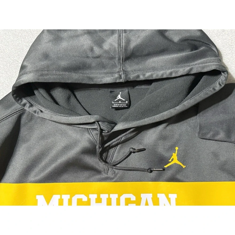 Nike Jordan Michigan Hoodie Dri Fit Long Sleeve Mens Large‎ Gray